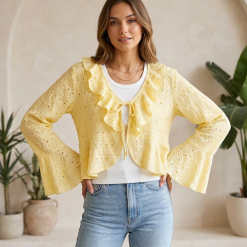 Eyelet Tie-Front Blouse