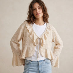 Eyelet Tie-Front Blouse - Image 5
