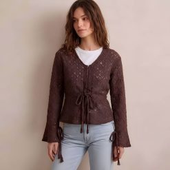 Lace Tie-Front Blouse - Image 3