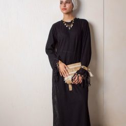 Fringe Knit Dress – Black - Image 4