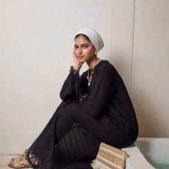 Fringe Knit Dress – Black - Image 6