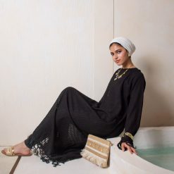 Alternative view of Fringe Knit Dress – Black