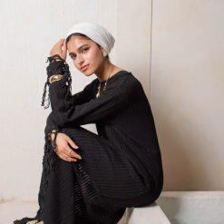 Fringe Knit Dress – Black - Image 7