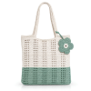 Handmade Crochet Tote Bag - Cream & Mint