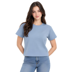 Uniqlo Cropped Cotton T-Shirt - Light Blue