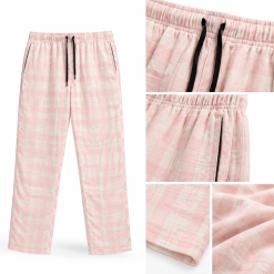 Unisex Cotton Plaid Lounge Pants – Pink & White