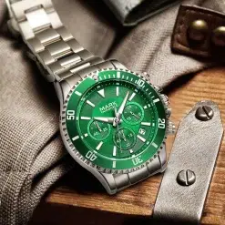 ⁦Fairwhale FW-5770-S1 Men's Chronograph Watch - Green Dial⁩ - الصورة ⁦3⁩