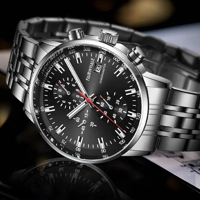 Fairwhale FW-5710-S1 Men's Chronograph Watch - Black Dial - الصورة 3
