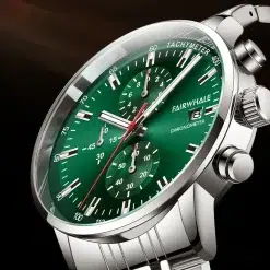 ⁦Fairwhale FW-5710-S3 Men's Chronograph Watch - Green Dial⁩ - الصورة ⁦3⁩