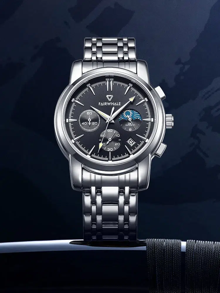 Fairwhale FW-5370-1 Men's Chronograph Watch - Black Dial - Image 5