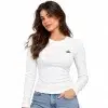 Alo Ribbed Long-Sleeve Bodysuit White on model