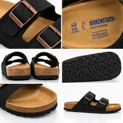 Arizona-Style Double Buckle Sandals – Black