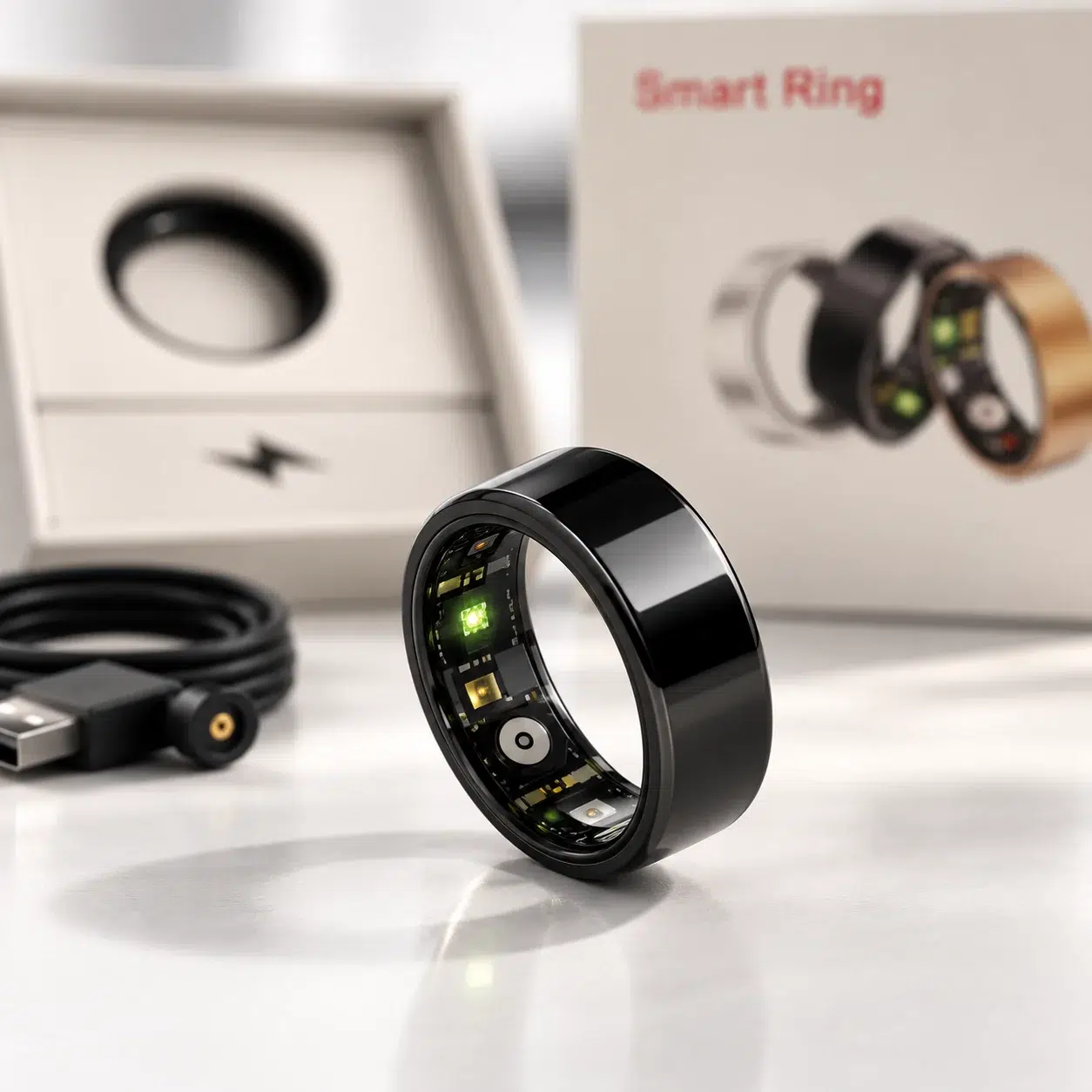 Smart Health Tracking Ring – Black