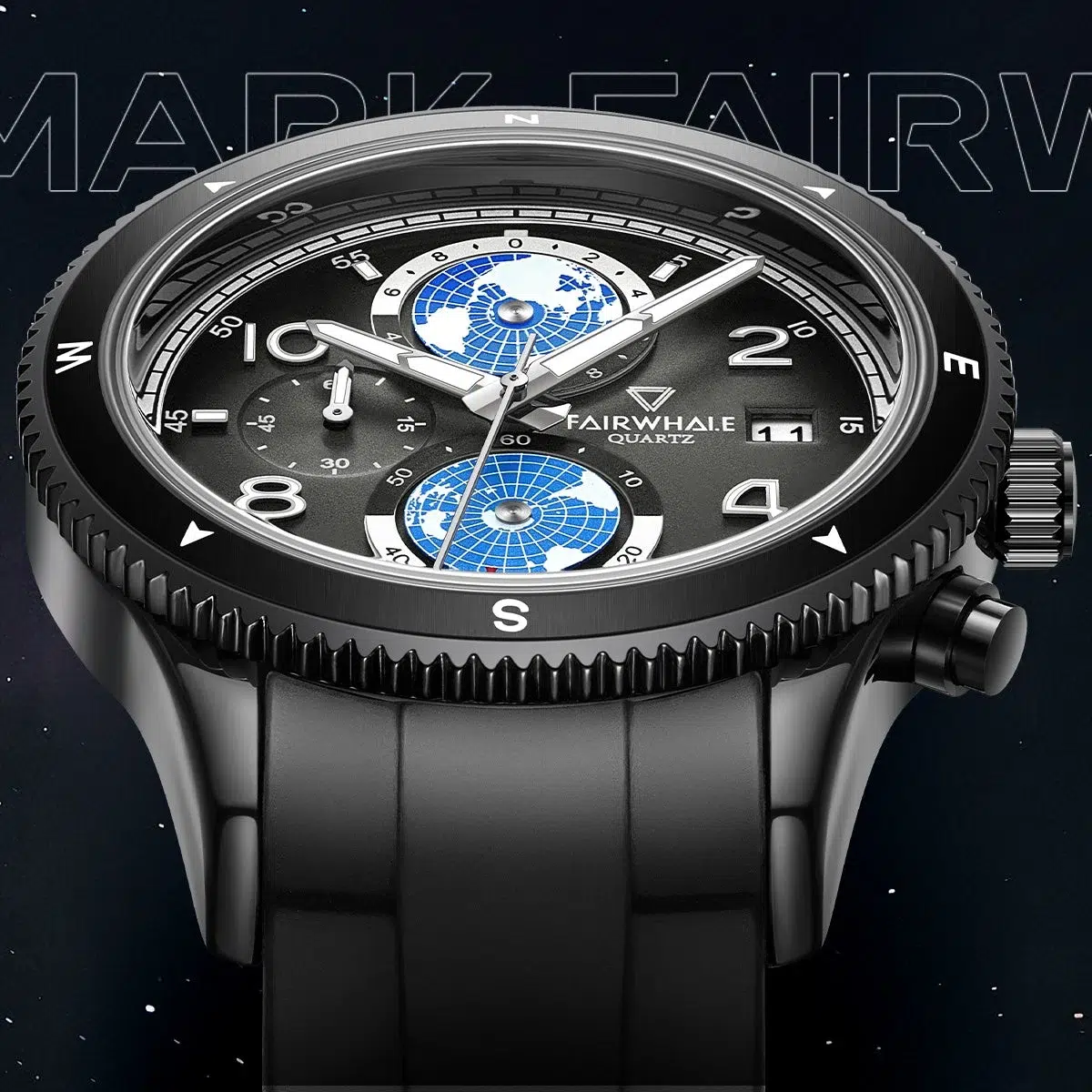 Fairwhale FW-5730-R1 Men's Chronograph Watch - Black Dial - الصورة 3