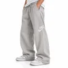 Nike Style Cotton Wide-Leg Pants – Grey - model view