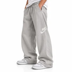 Nike Style Cotton Wide-Leg Pants – Grey - model view