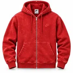 Nike Washed Full-Zip Hoodie Red