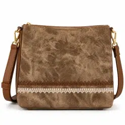 PAULO PEDRO Embroidered Shoulder Bag – Brown