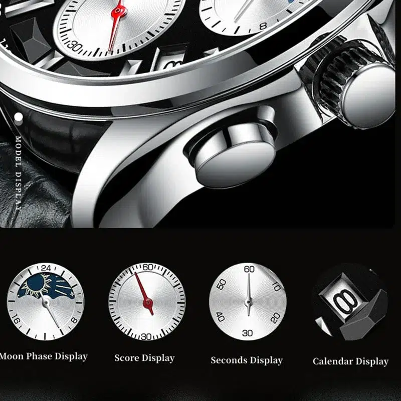 Fairwhale FW-5360-1 Men's Chronograph Watch - Black Dial - الصورة 3
