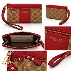 TALIANT Monogram Wristlet Wallet – Brown & Red