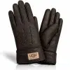 UGG Unisex Black Leather Fur-Lined Gloves