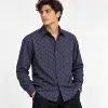 Zara Patterned Long-Sleeve Shirt – Navy - model view